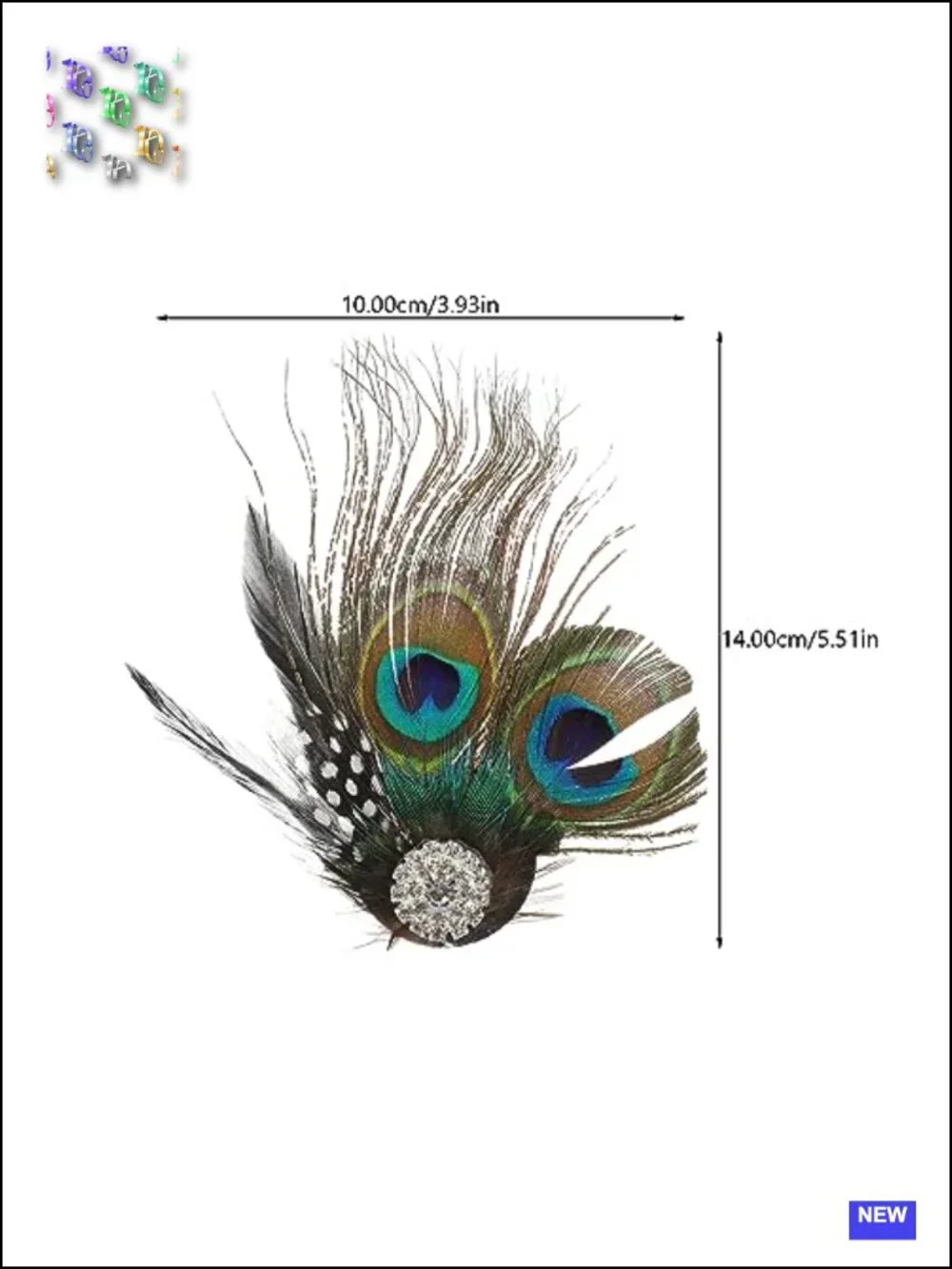 3pcs Butterfly Faux Peacock Feather Hair Clip Rhinestone Hair Accessory